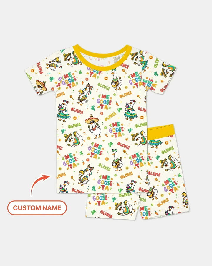 Custom name Me Goose-ta Bamboo Two Piece Short Sleeve Shorts Pajama Set
