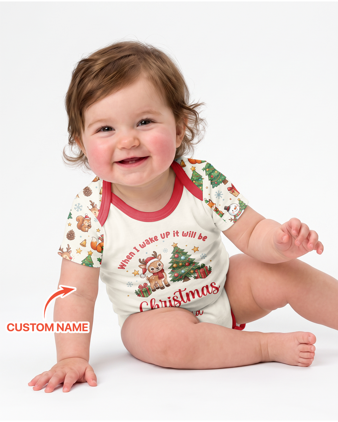 Custom Name When I Wake Up It's Will Be Christmas Bamboo Bodysuit