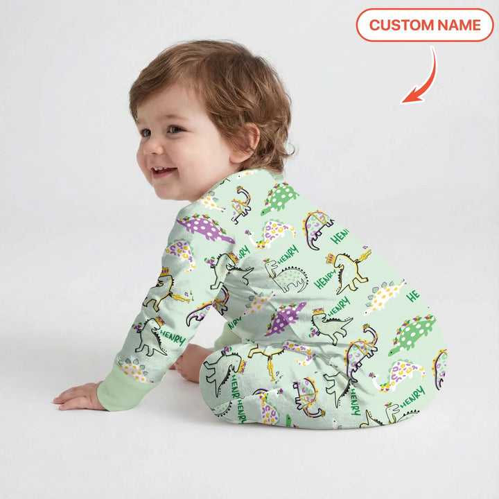 Custom Name Mardi Gras Saurus Bamboo Convertible Zippy