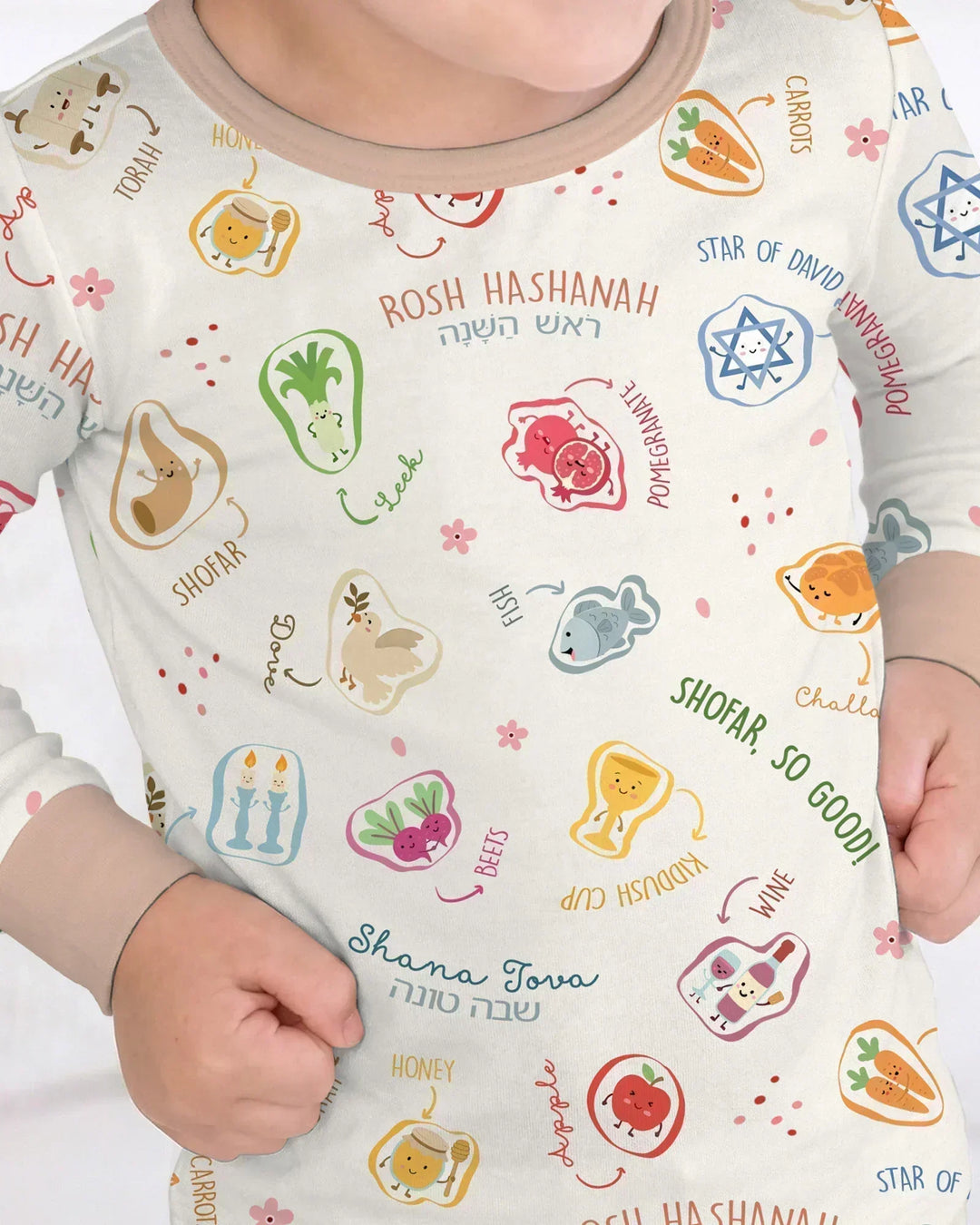 Zweiteiliges Langarm-Pyjama-Set mit Sommerfrüchten