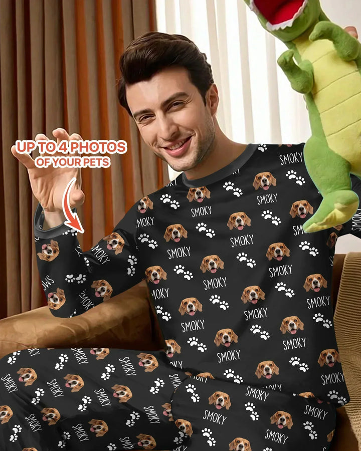 Custom Name and Pet Photos Bamboo Men's Pajama Set