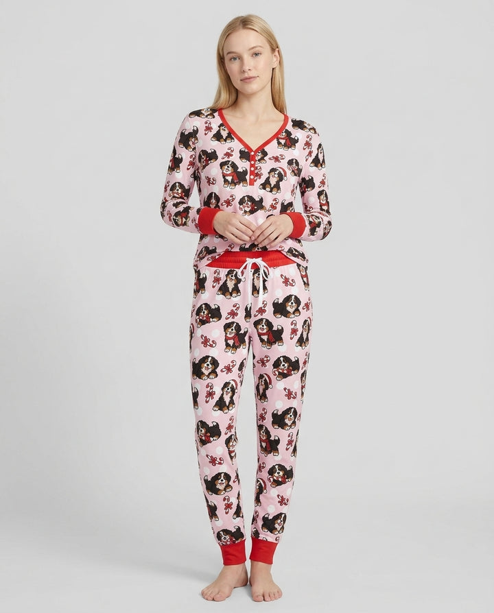 Holiday Bernese Mountain Christmas Dog Bamboo Women Pajama Set