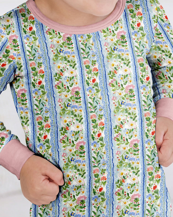 Pastel Floral Girl Bamboo Two Piece Long Sleeve Pajama Set
