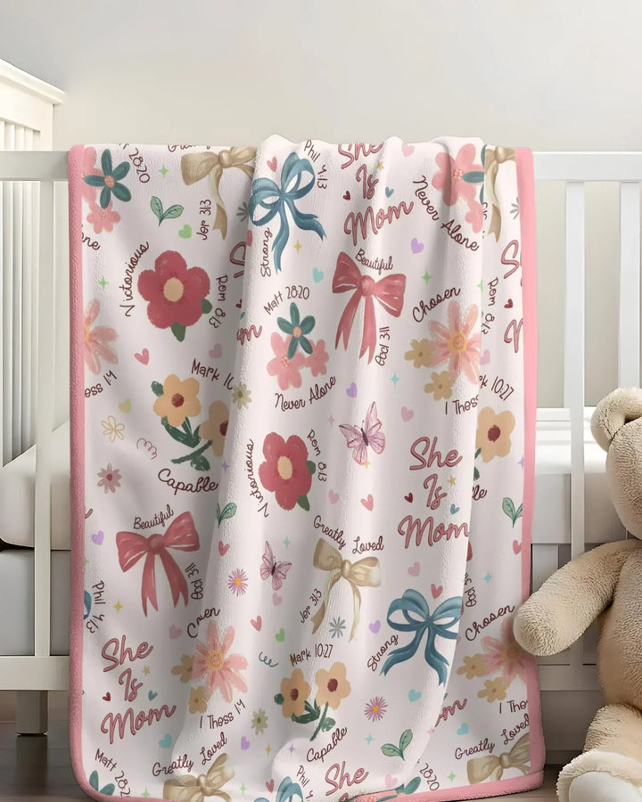 She Is Mom Bamboo Blanket