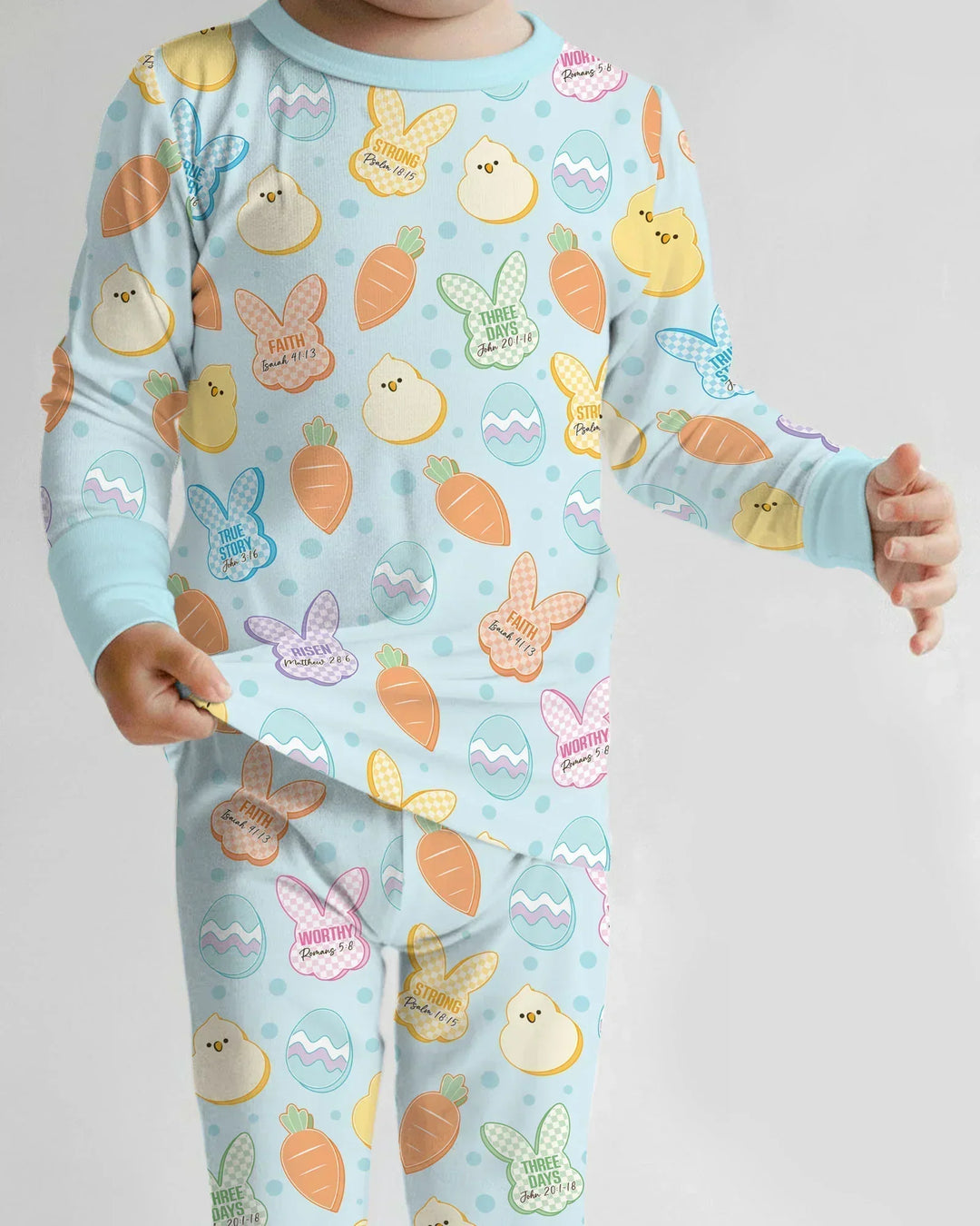 Easter Christian Bunny Bamboo Two Piece Long Sleeve Pajama Set