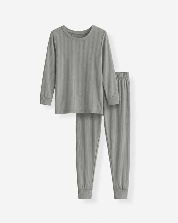 Ribbed Bamboo Two Piece Long Sleeve Pajama Set