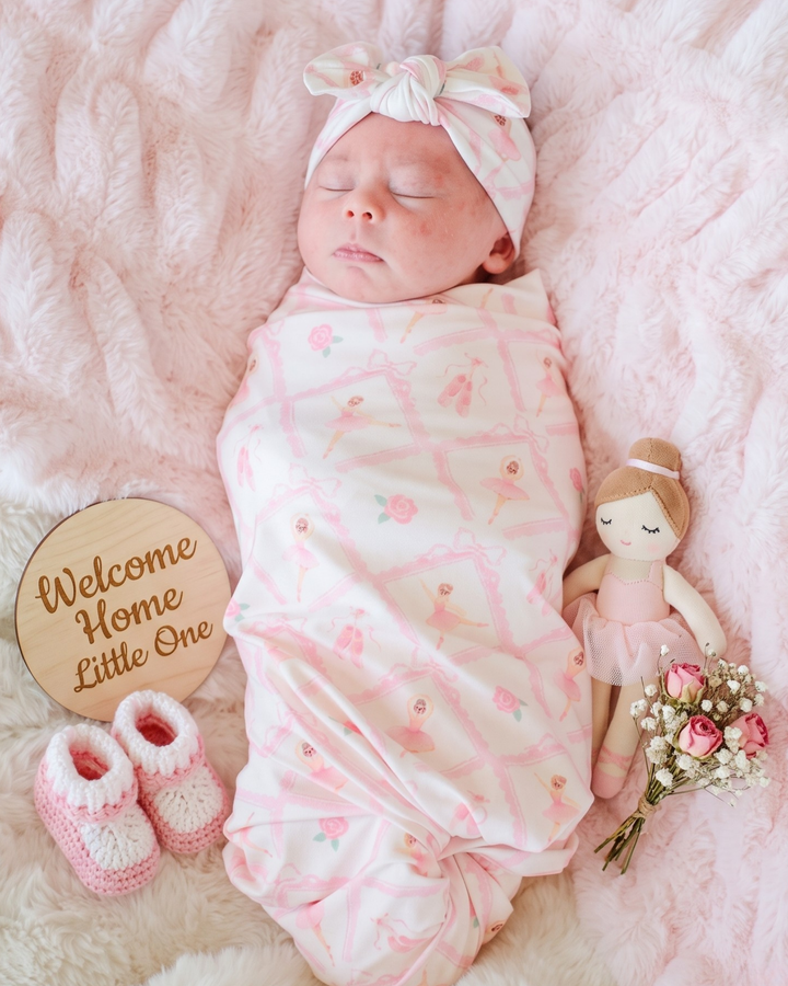 Blush Ballet Garden Bamboo Swaddle Blanket