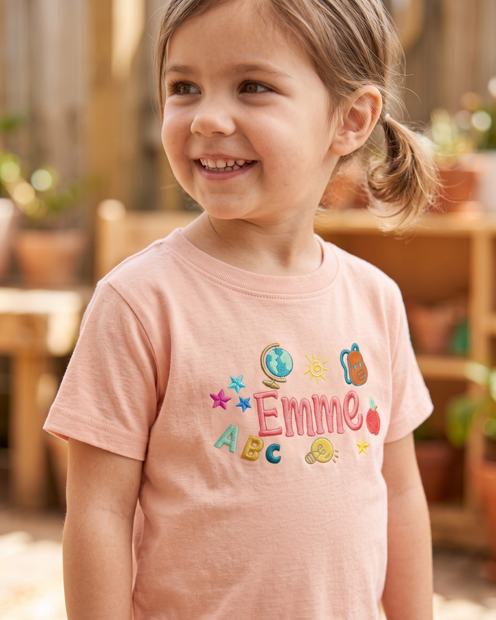 Custom Name Bright Mind Embroidered Bamboo Crewneck T-Shirt