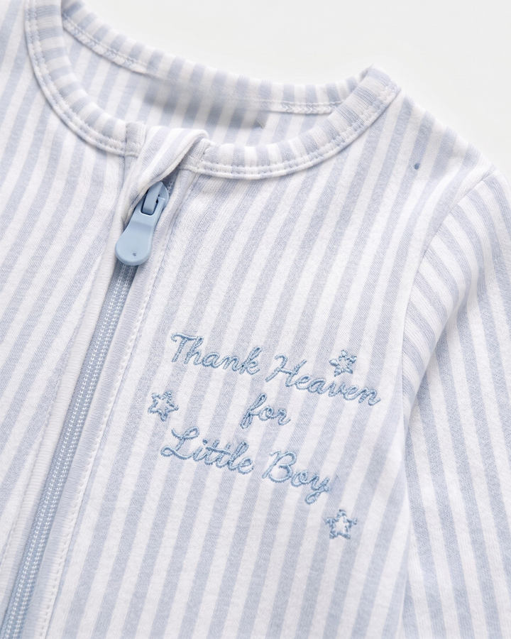 Thank Heaven for Little Boys Bamboo Zipper Footie