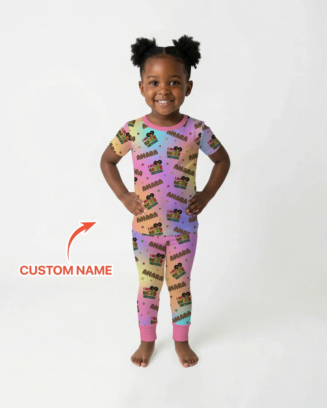 Custom Name I Am Black History Custom Bamboo Two Piece Short Sleeve Pajama Set