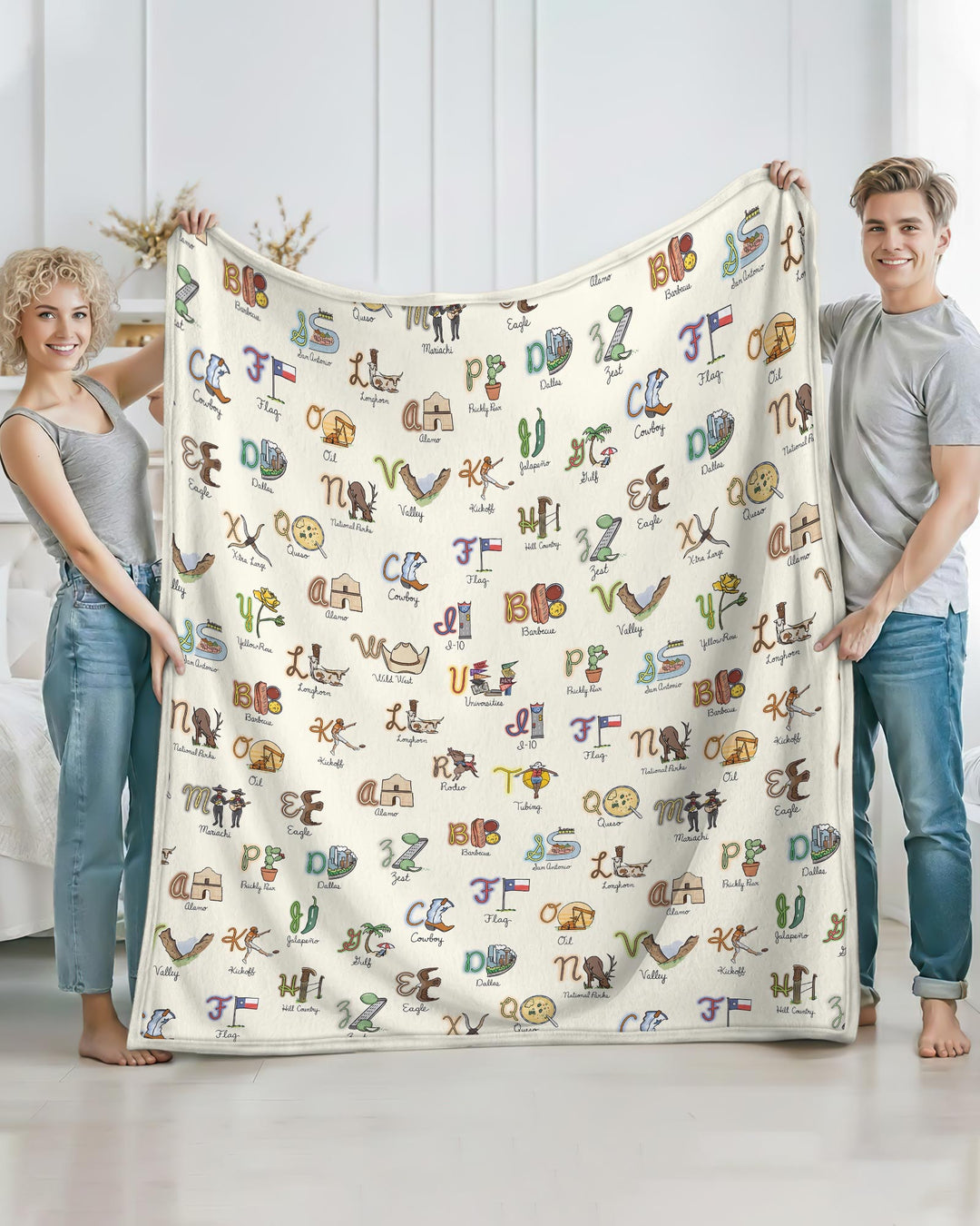 Texas Alphabet Bamboo Blanket
