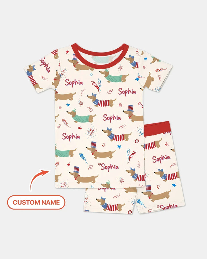 Zweiteiliges Pyjama-Set mit kurzen Ärmeln und Shorts im Sommer-Design