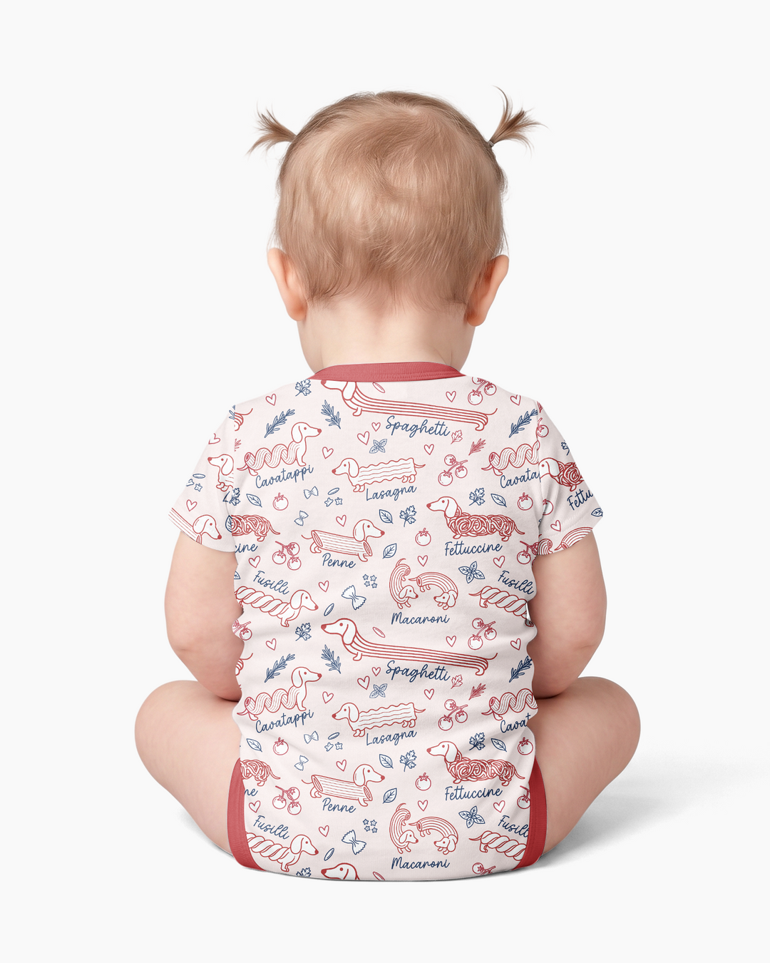 Funny Dachshund Pasta Pups Bamboo Bodysuit