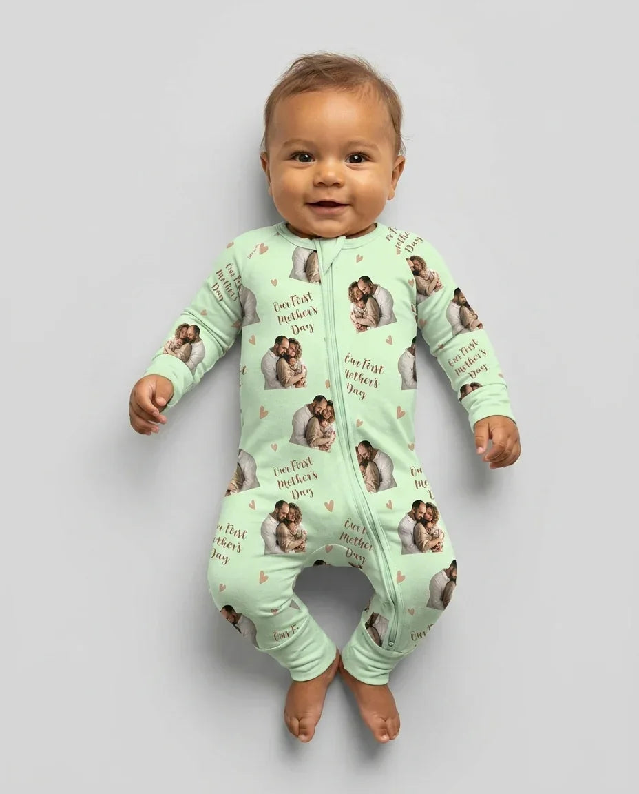 Gerippte Babykleidung mit individuellem Foto - Weich &amp; Skizzenhaft