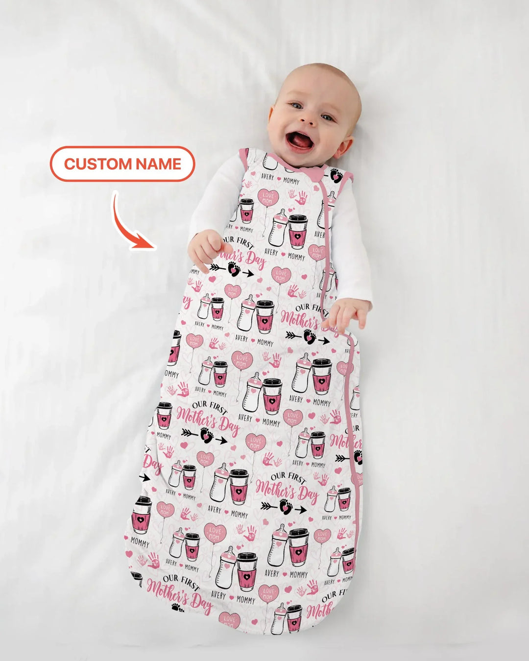 Custom Name First Mother's Day Drink Bamboo Sleep Bag