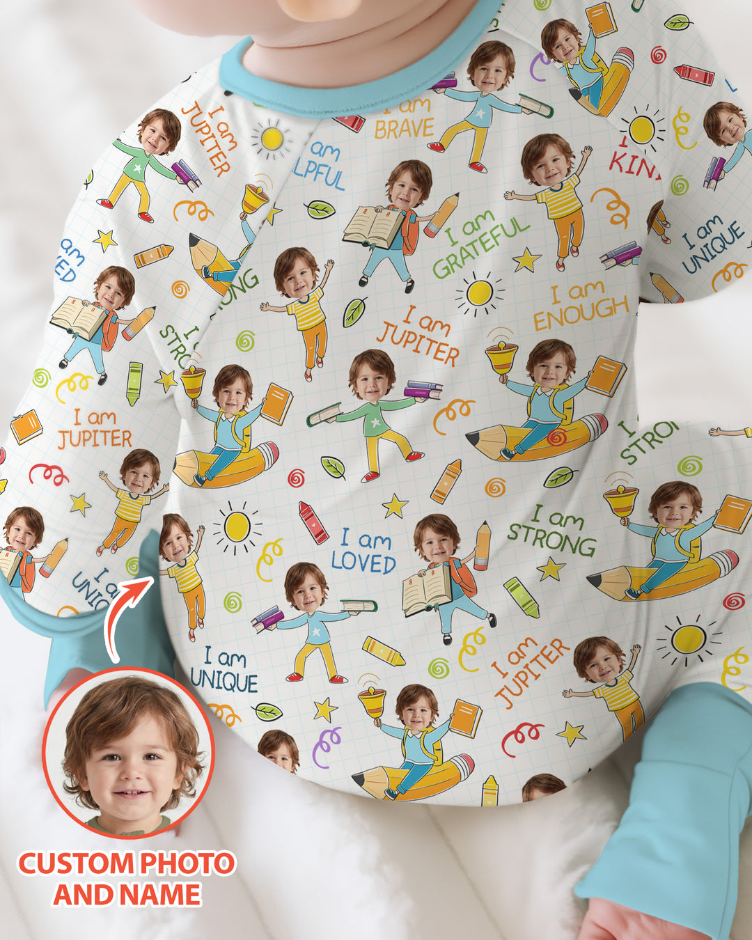 Gerippte Babykleidung mit individuellem Foto - Weich &amp; Skizzenhaft