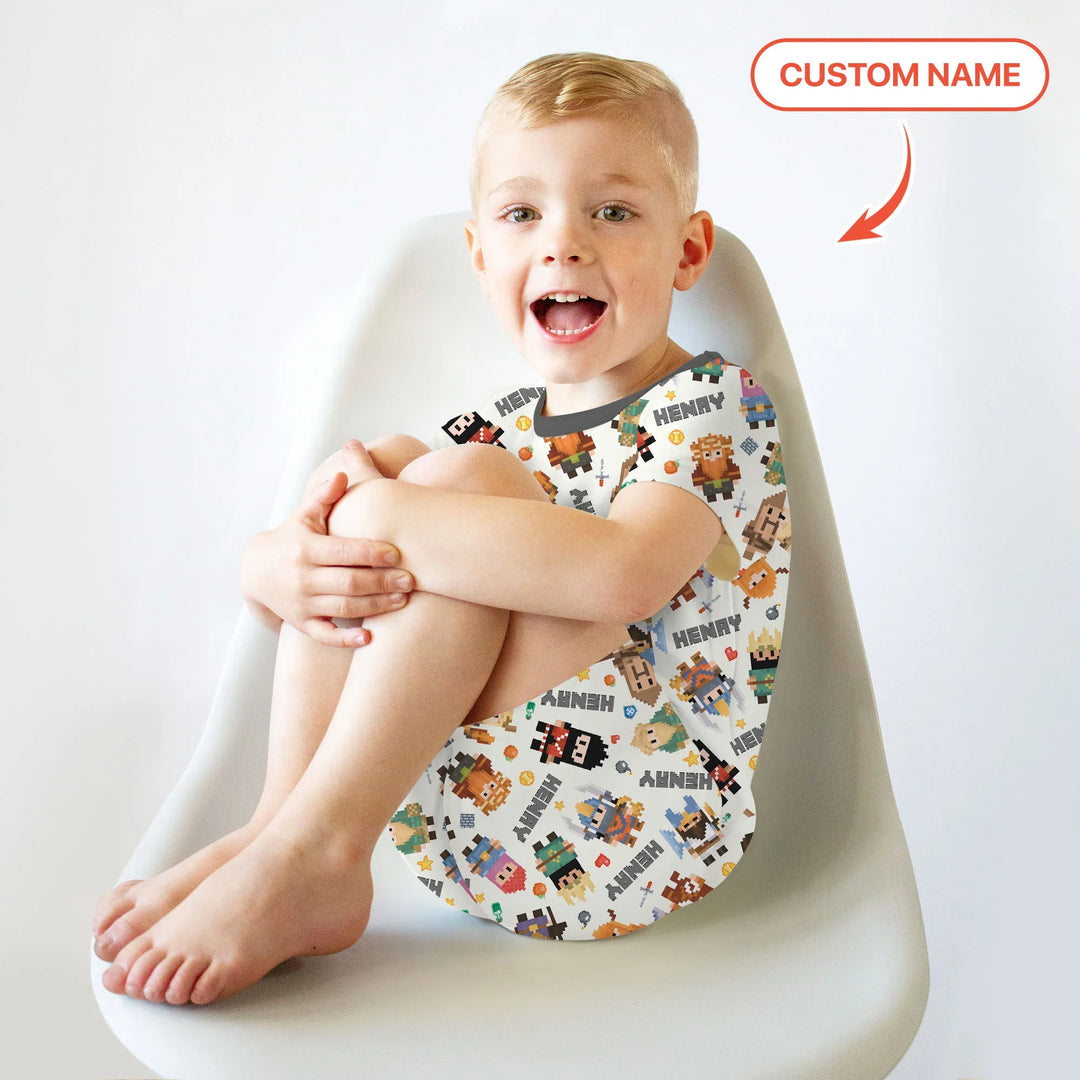 Zweiteiliges Pyjama-Set mit kurzen Ärmeln und Shorts im Sommer-Design
