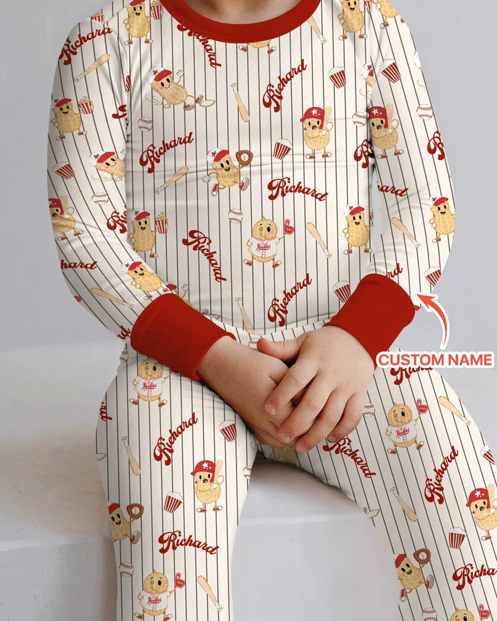Custom Nam Retro Ballgame Bamboo Two Piece Long Sleeve Pajama Set