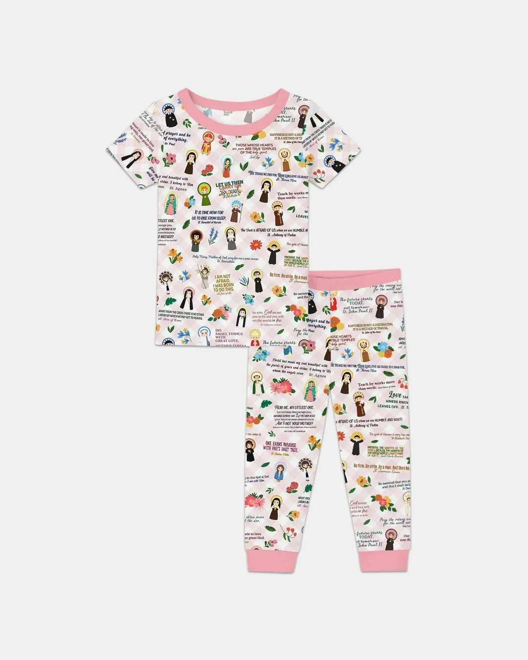 Catholic Saint Quotes Bamboo Two Piece Short Sleeve Pajama Set