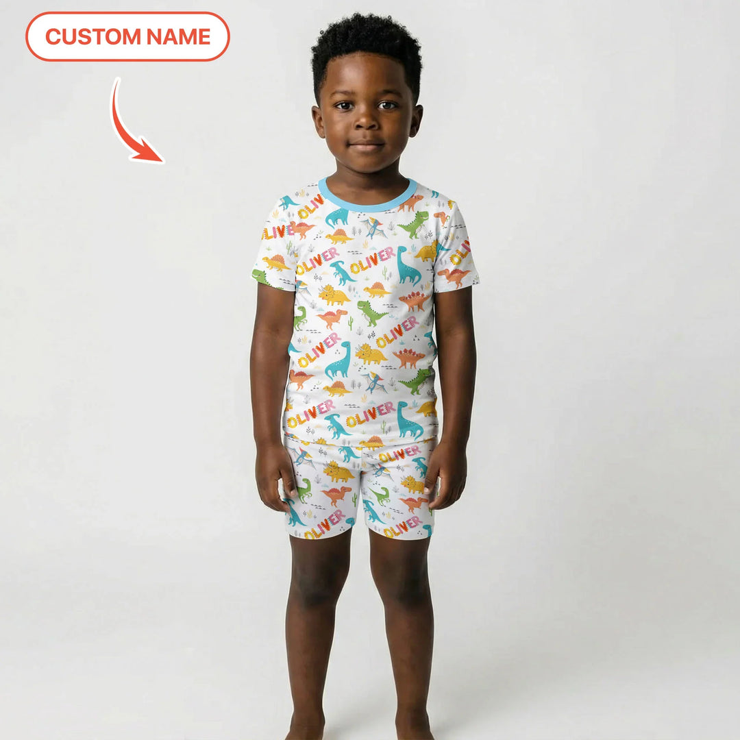 Zweiteiliges Pyjama-Set mit kurzen Ärmeln und Shorts im Sommer-Design