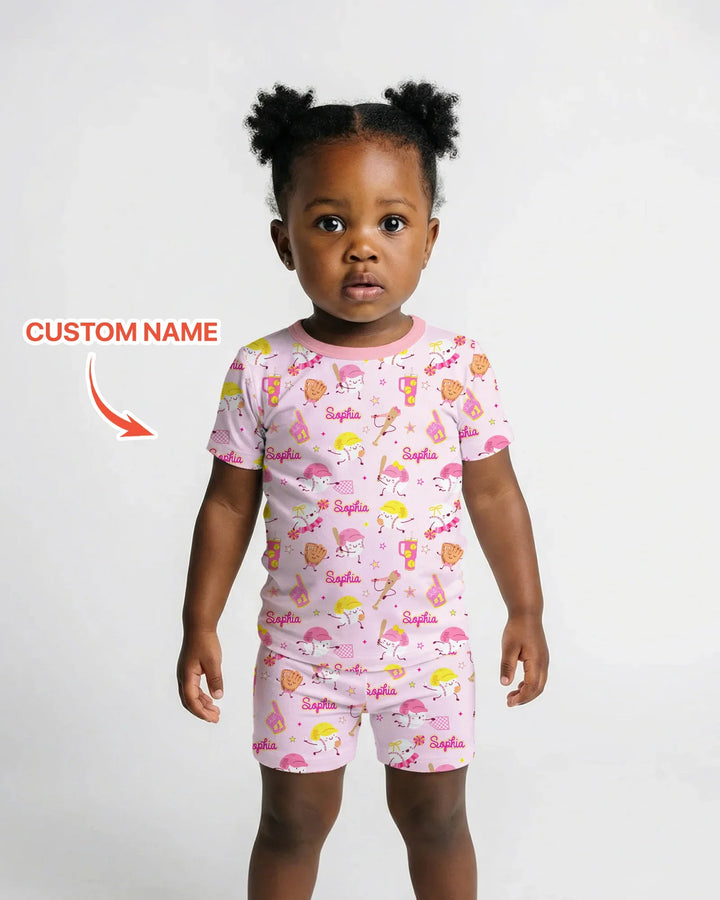 Zweiteiliges Pyjama-Set mit kurzen Ärmeln und Shorts im Sommer-Design