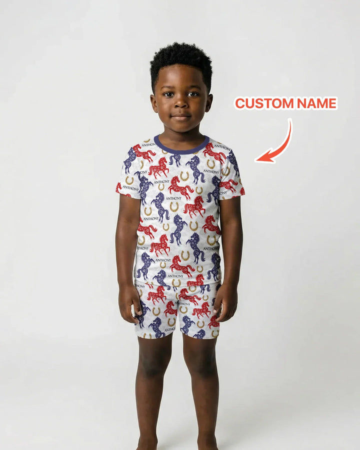 Zweiteiliges Pyjama-Set mit kurzen Ärmeln und Shorts im Sommer-Design