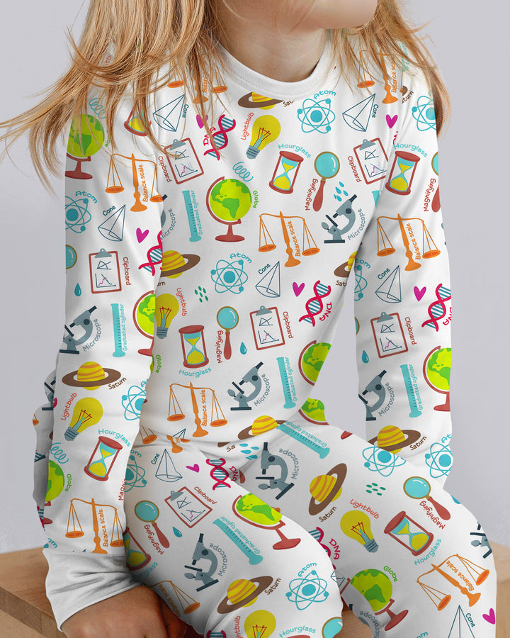 Tiny Scientist Explores The World Bamboo Two Piece Long Sleeve Pajama Set
