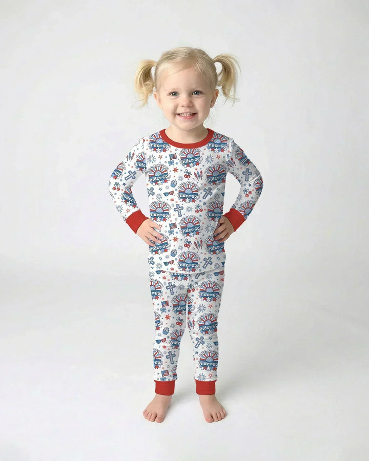 Zweiteiliges Langarm-Pyjama-Set mit Sommerfrüchten