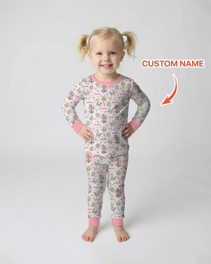 Zweiteiliges Langarm-Pyjama-Set mit Sommerfrüchten