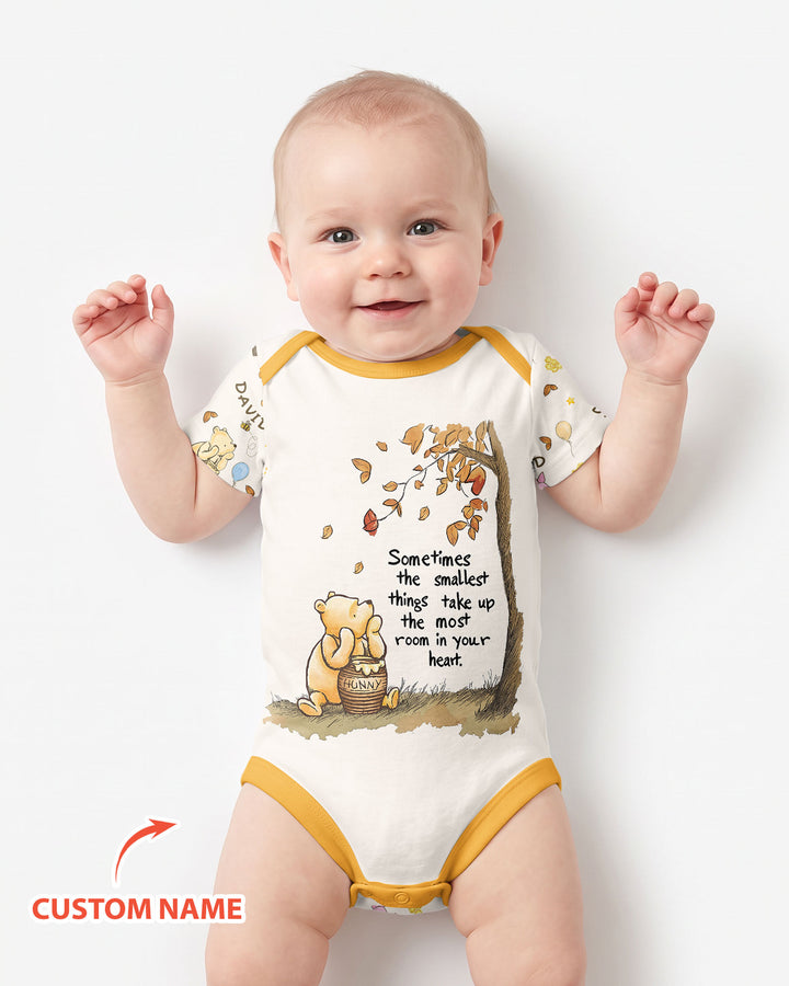 Little Things, Big Love Classic Bear Custom Name Bamboo Bodysuit