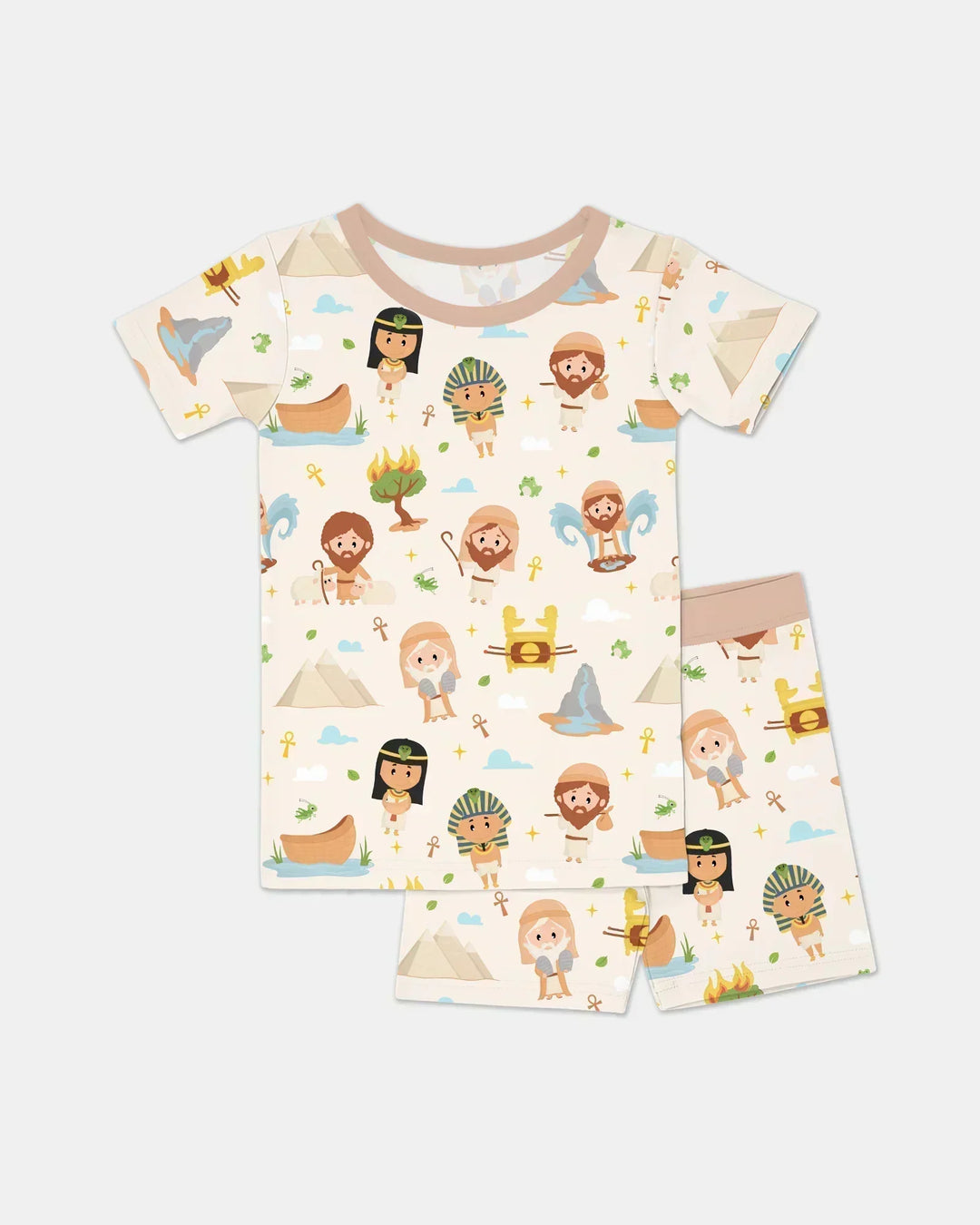 Moses Story Bamboo Two Piece Short Sleeve Shorts Pajama Set