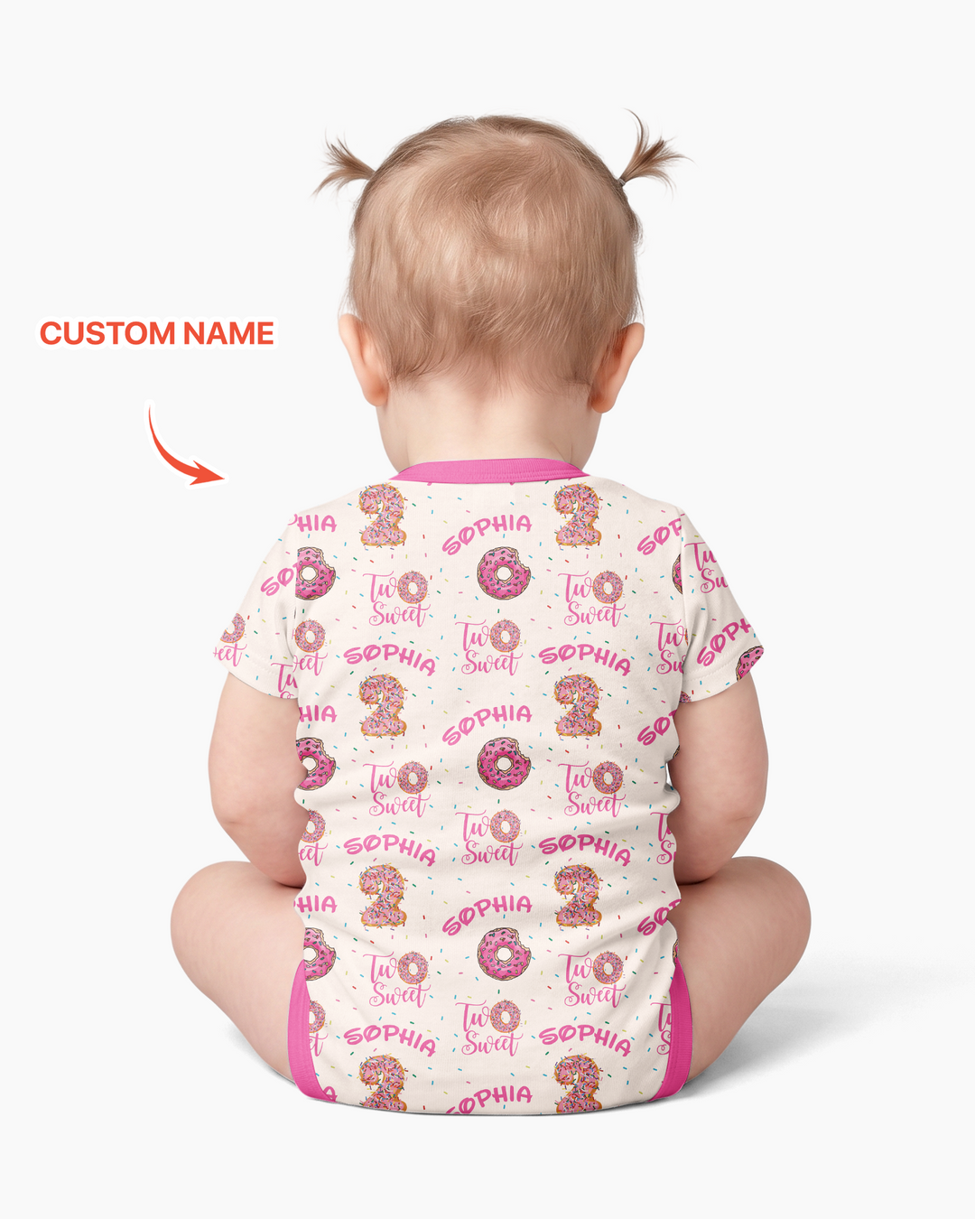 Custom Name Two Sweet Donut Bamboo Bodysuit