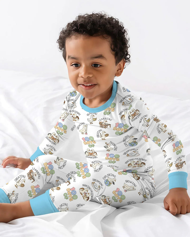 Zweiteiliges Langarm-Pyjama-Set mit Sommerfrüchten