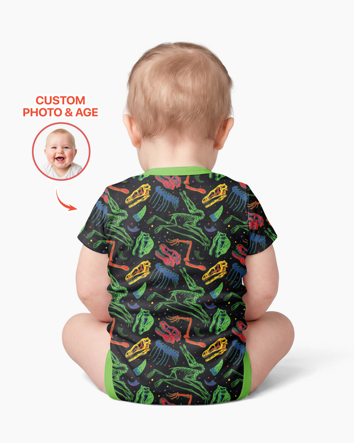 Custom Photo Dino Rawr Birthday Bamboo Bodysuit
