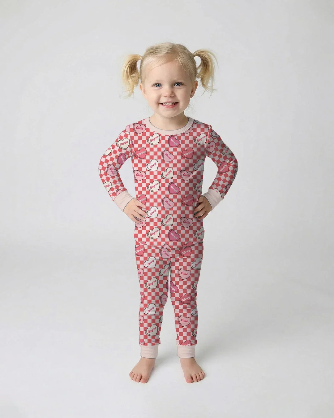 Valentine in Hearts Bamboo Two Piece Long Sleeve Pajama Set