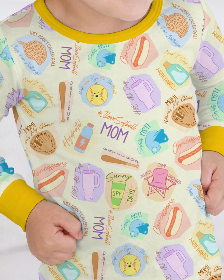 SoftBall Mom Saves The Days Two Piece Long Sleeve Pajama Set
