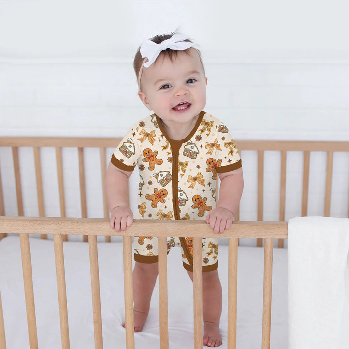 Brushstroke Gingerbread Shorty Zippy , Brushstroke Gingerbread Shorty Zippy - 0-3M