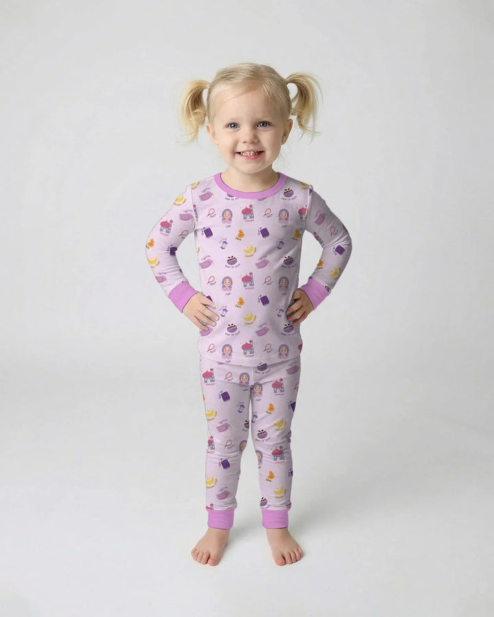 Zweiteiliges Langarm-Pyjama-Set mit Sommerfrüchten