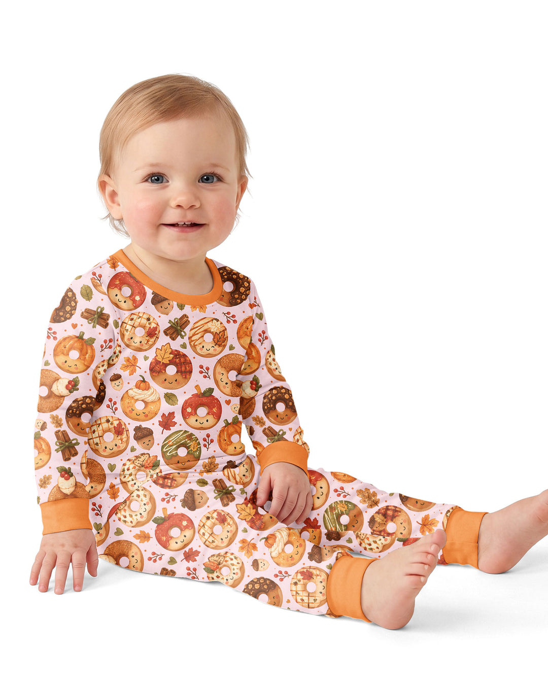 Cute Fall Donut Bamboo Two Piece Long Sleeve Pajama Set