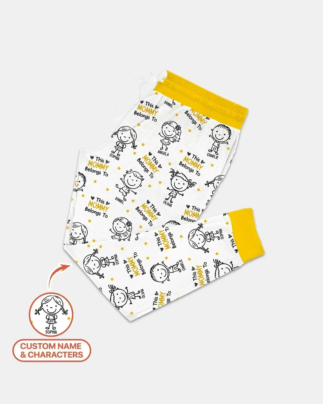 Personalisierter Name „Diese Mama gehört zu“ Doodle Bambus Damen Pyjama-Set