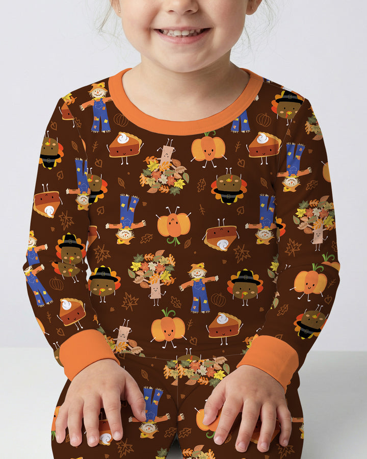 Zweiteiliges Langarm-Pyjama-Set mit Sommerfrüchten