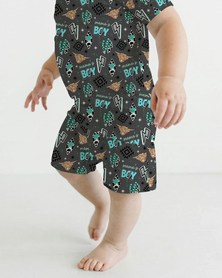 Template Zweiteiliges Pyjama-Set mit kurzen Ärmeln und Shorts
