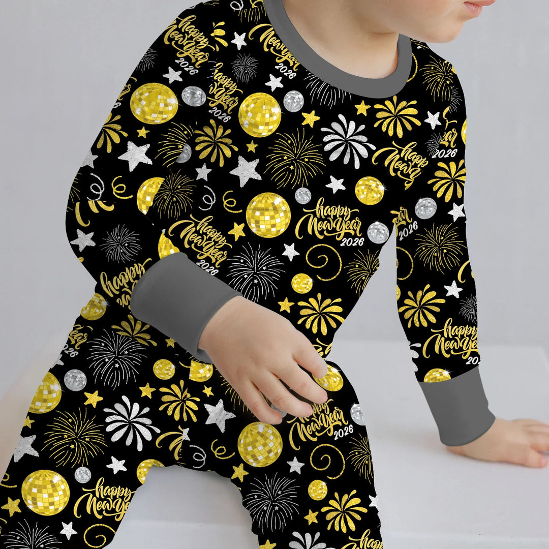New Year's Eve Celebration Bamboo Two Piece Long Sleeve Pajama Set