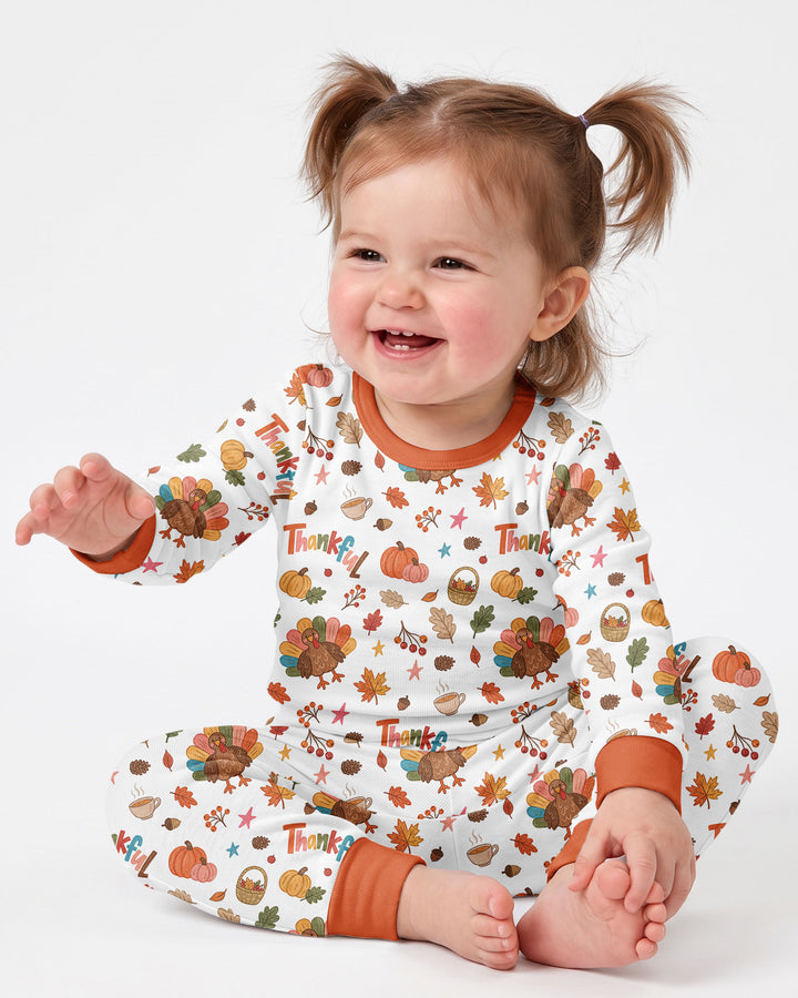Thankful Turkey Bamboo Two Piece Long Sleeve Pajama Set
