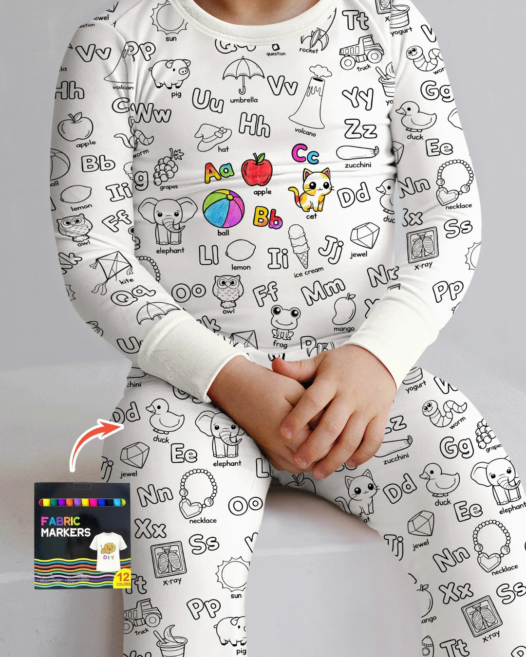 Zweiteiliges Langarm-Pyjama-Set mit Sommerfrüchten