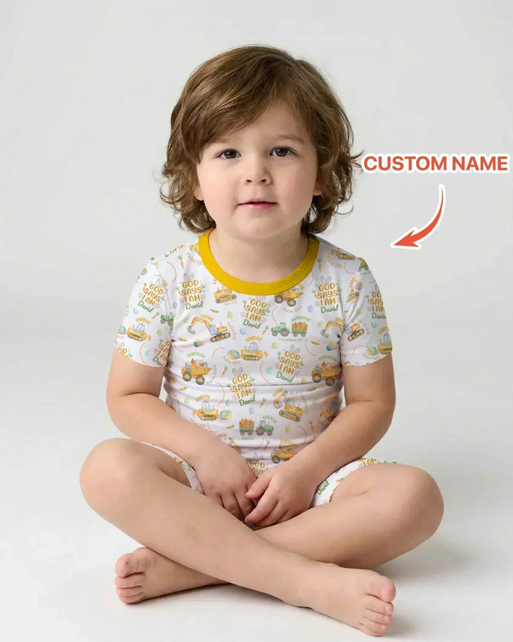 Zweiteiliges Pyjama-Set mit kurzen Ärmeln und Shorts im Sommer-Design