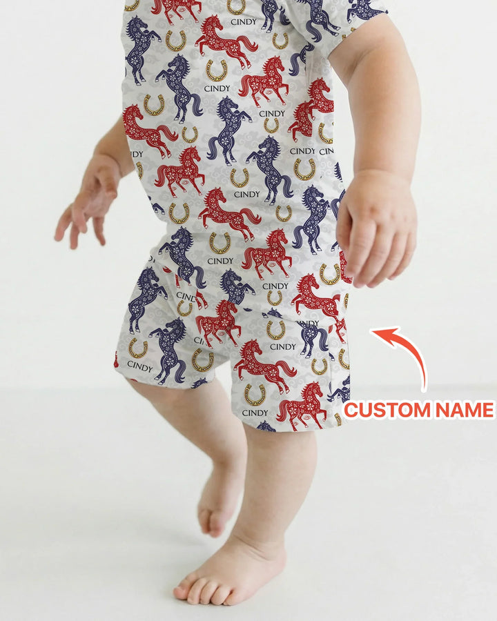 Zweiteiliges Pyjama-Set mit kurzen Ärmeln und Shorts im Sommer-Design