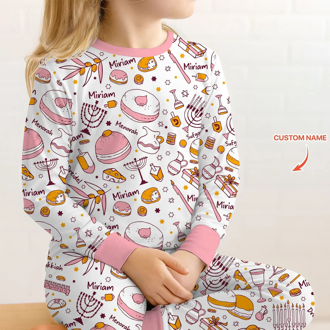Zweiteiliges Langarm-Pyjama-Set mit Sommerfrüchten