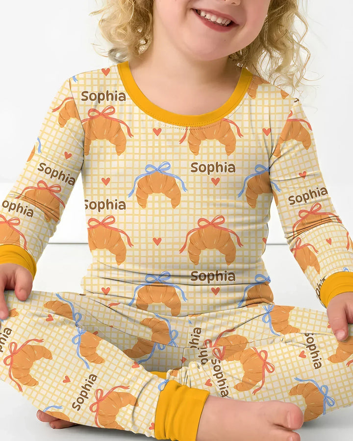 Breakfast Love Family Matching Bamboo Two Piece Long Sleeve Pajama Set