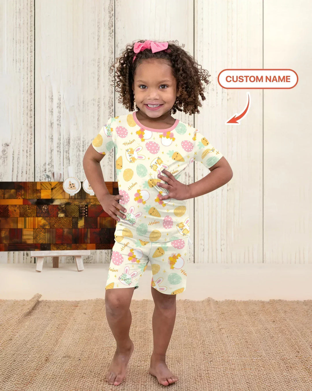 Zweiteiliges Pyjama-Set mit kurzen Ärmeln und Shorts im Sommer-Design